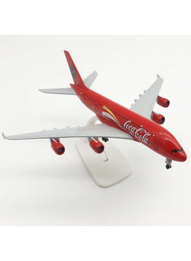 20cm Alloy Airplane Tabletop Display Model 1:200 Scale Coca-Cola A380 Airplane Model Ornaments, Toys, Decorations, Collectible Gifts - Image 3