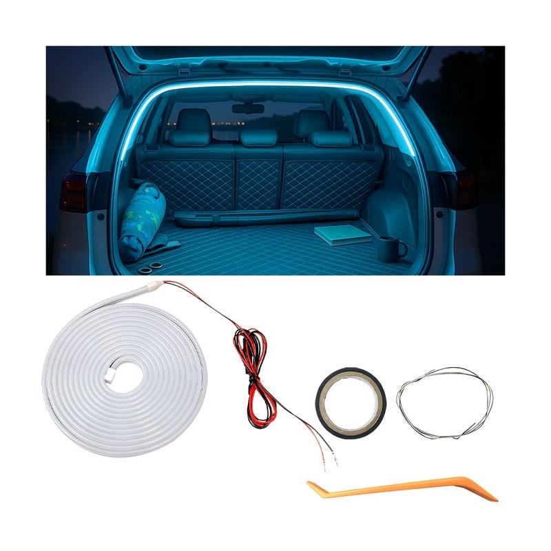 Sandfren Car Trunk LED Strip Light, 6.56FT Silicone Flexible Cuttable Vehicle Trunk Cargo Ambient Lighting, Waterproof Bright Auto Trunk Interior Lamp Decoration, Universal for SUV RV Truck (Blue) - Image 1