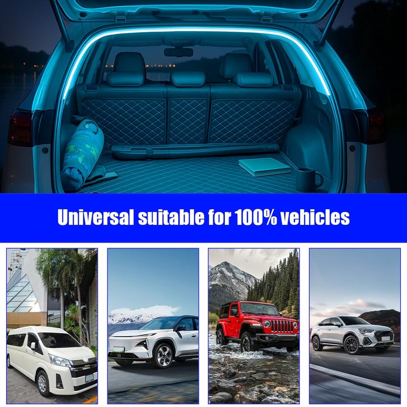 Sandfren Car Trunk LED Strip Light, 6.56FT Silicone Flexible Cuttable Vehicle Trunk Cargo Ambient Lighting, Waterproof Bright Auto Trunk Interior Lamp Decoration, Universal for SUV RV Truck (Blue) - Image 5