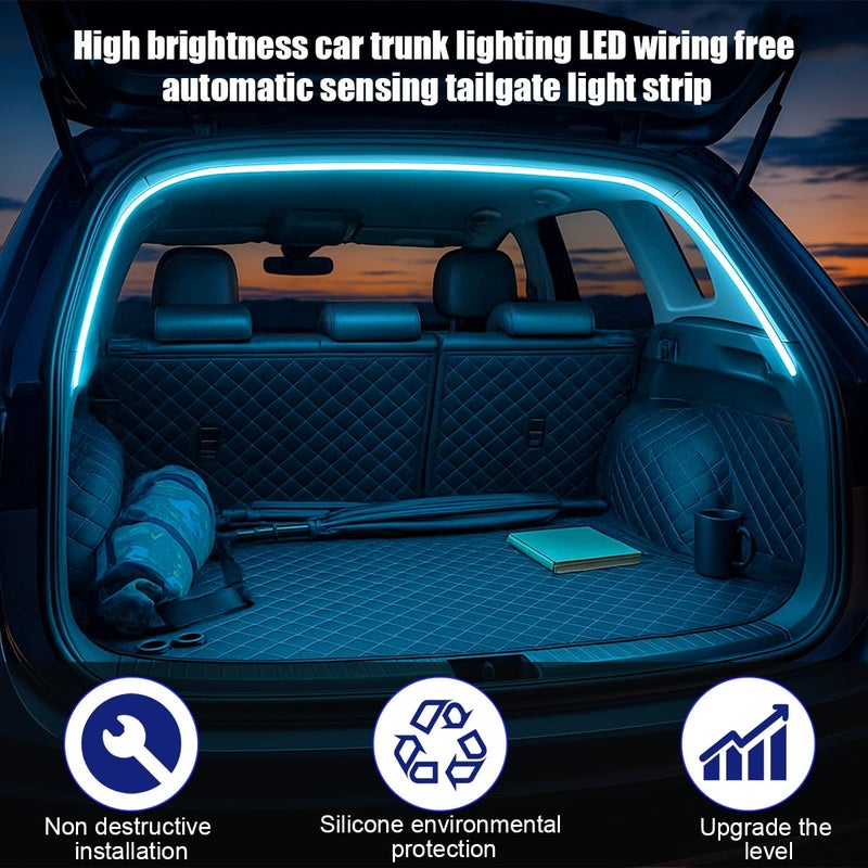 Sandfren Car Trunk LED Strip Light, 6.56FT Silicone Flexible Cuttable Vehicle Trunk Cargo Ambient Lighting, Waterproof Bright Auto Trunk Interior Lamp Decoration, Universal for SUV RV Truck (Blue) - Image 4