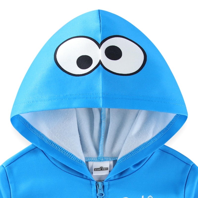Sesame Street Elmo and Cookie Monster Boys Full Zip Up Hoodie for Toddler Blue - Image 2
