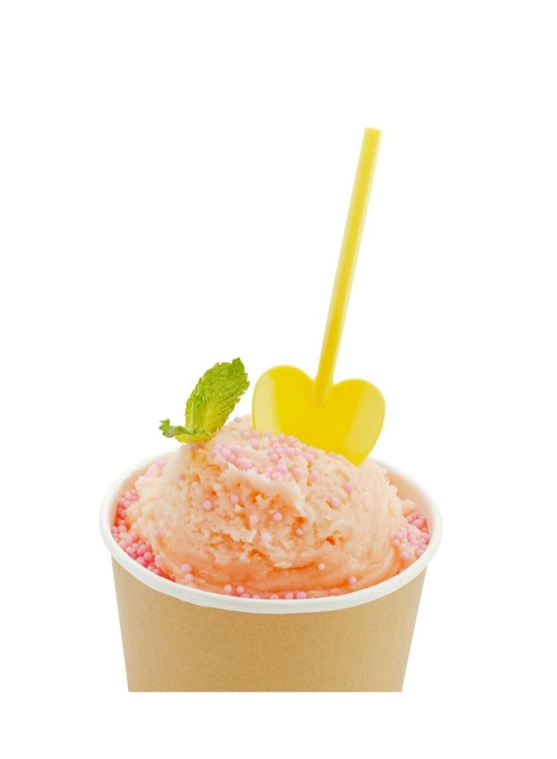 ريستورنت وير ملعقة على شكل قلب، ملعقة مجرفة الحب، ملعقة تذوق بلاستيكية صغيرة يمكن التخلص منها - 3.5 بوصة - أصفر - صندوق 100 قيراط - أدوات المطاعم - Image 1