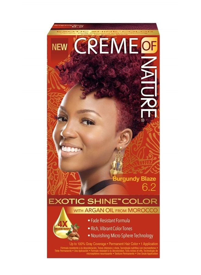 Creme of Nature لون شعر لامع غريب من كريم الطبيعة، 6.2 بورجوندي بليز، مع زيت الأركان من المغرب، 1 تطبيق