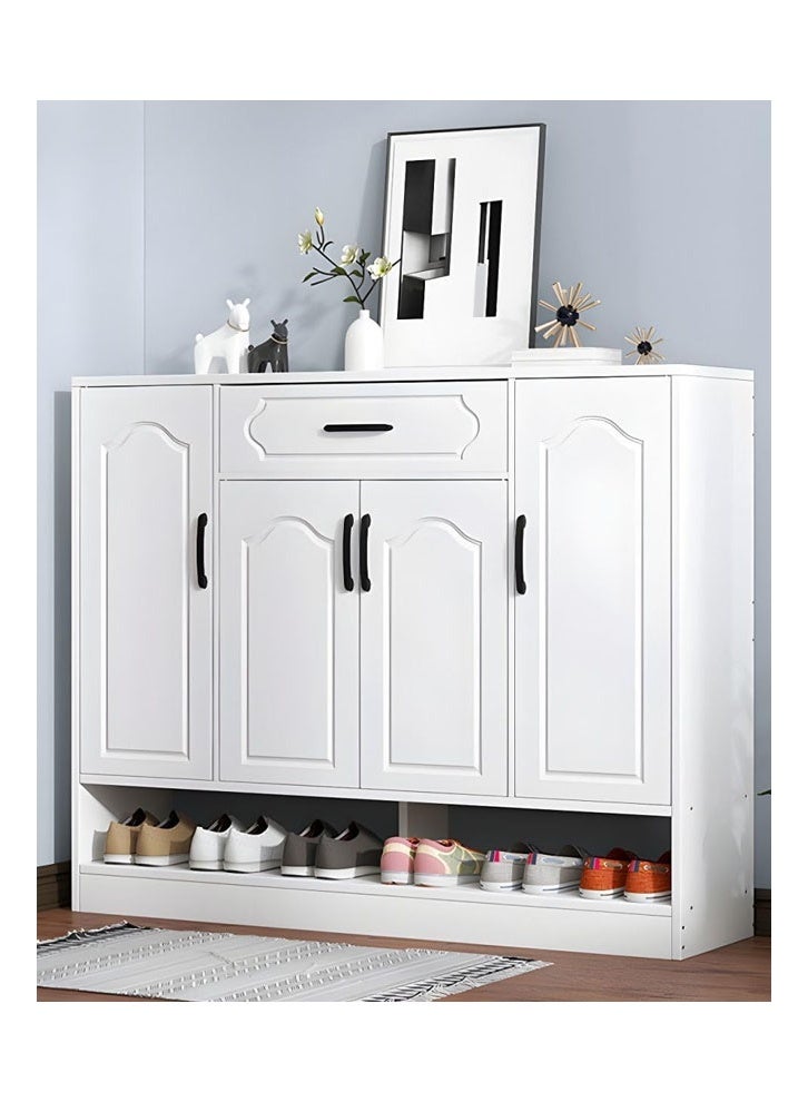 keke Modern Entryway Shoe Cabinet with Drawer | 120CM Shoe Storage Organizer with Shelves for Hallway, Living Room & Bedroom | Warm White - Image 5