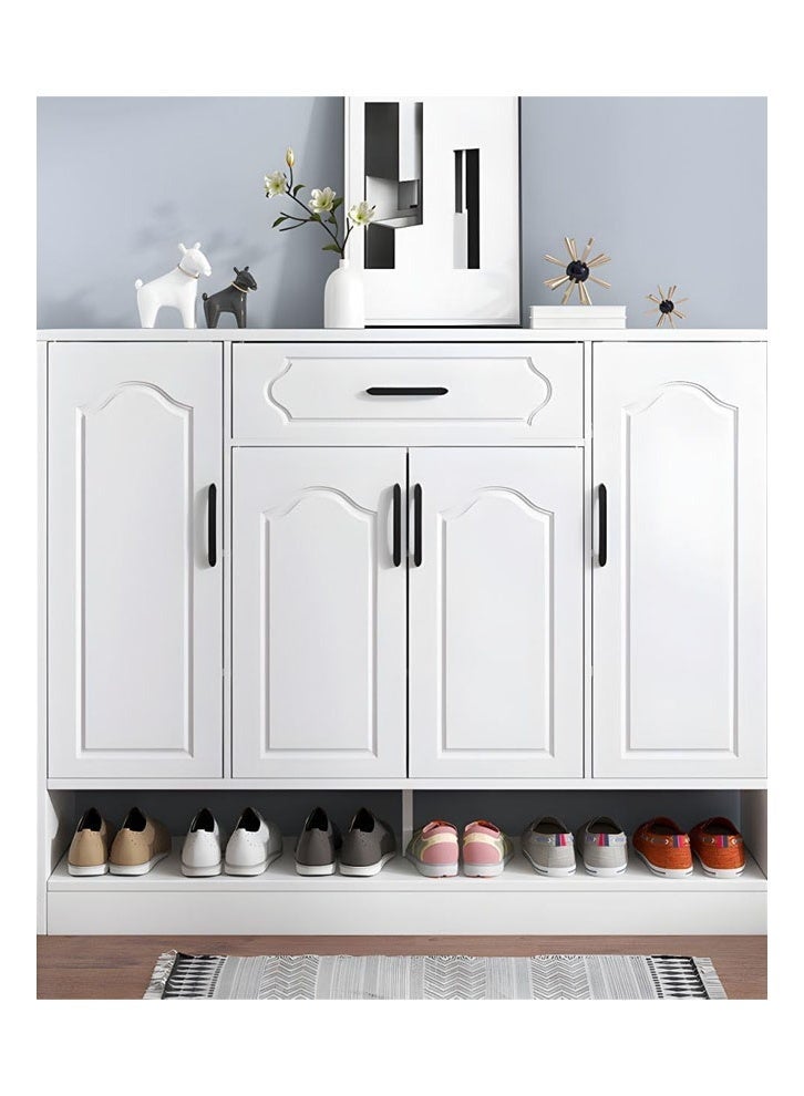 keke Modern Entryway Shoe Cabinet with Drawer | 120CM Shoe Storage Organizer with Shelves for Hallway, Living Room & Bedroom | Warm White - Image 4