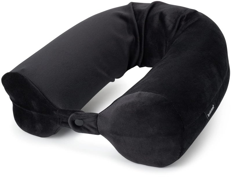Brookstone Travel Neck Pillow FreeForm Memory Foam Head and Neck Pillow for Vacations Airplanes Trains Buses and Cars Size OneSize Black - Image 1