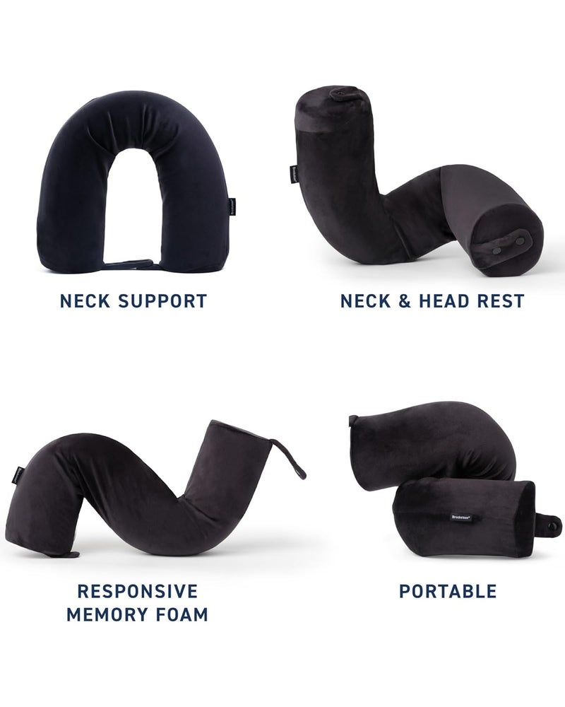 Brookstone Travel Neck Pillow FreeForm Memory Foam Head and Neck Pillow for Vacations Airplanes Trains Buses and Cars Size OneSize Black - Image 3