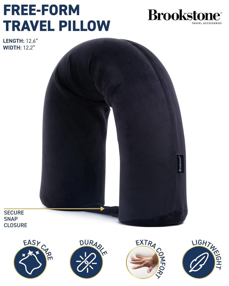 Brookstone Travel Neck Pillow FreeForm Memory Foam Head and Neck Pillow for Vacations Airplanes Trains Buses and Cars Size OneSize Black - Image 2