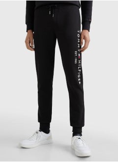 TOMMY HILFIGER Men's Embroidery Logo Cuffed Joggers - Cotton, Black  - Image 1