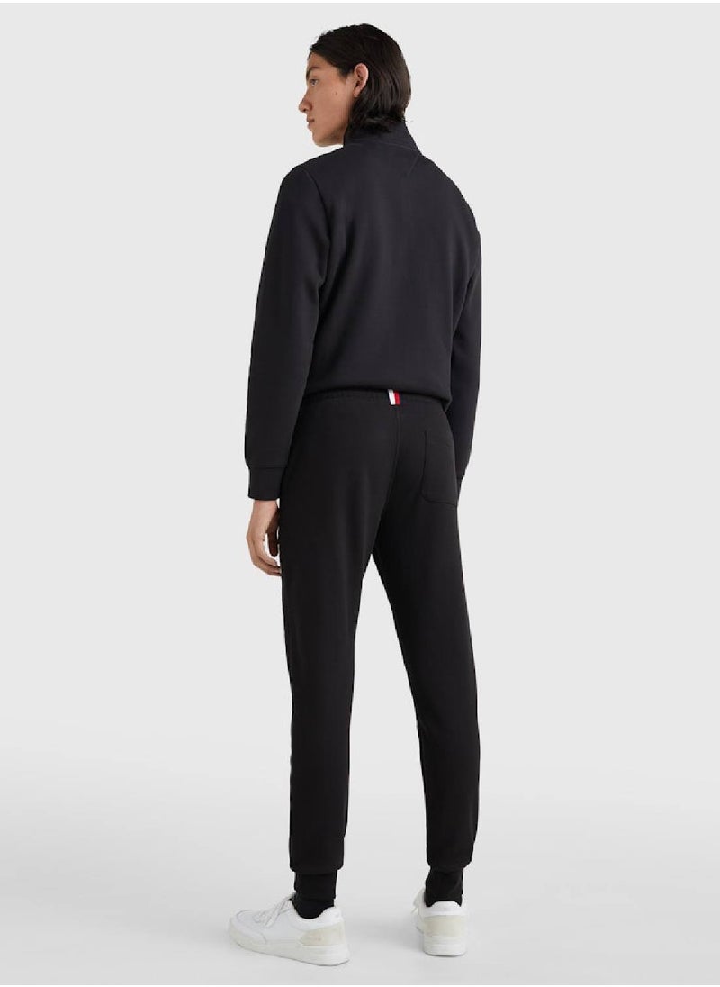 TOMMY HILFIGER Men's Embroidery Logo Cuffed Joggers - Cotton, Black  - Image 2