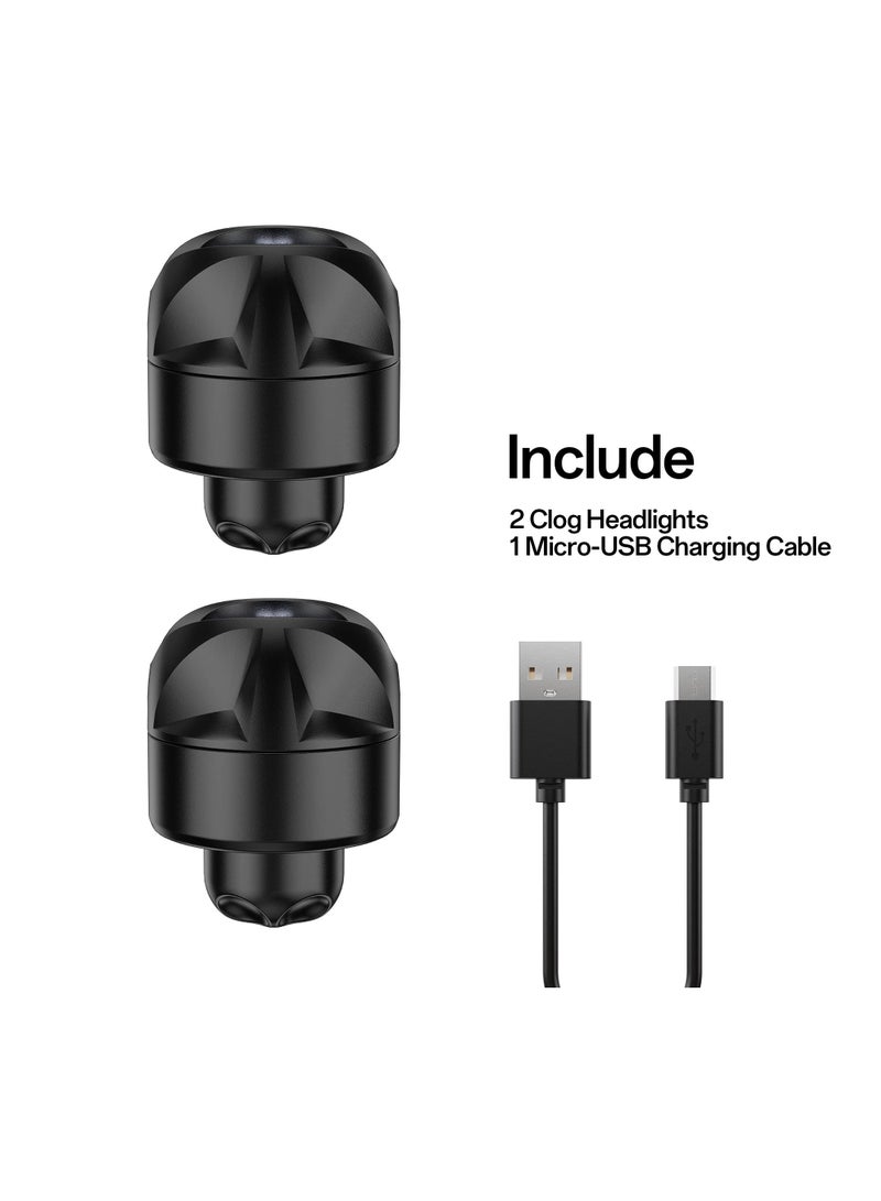 SOLARAE سحر كروك 2 قطع مصابيح أمامية قابلة للشحن ملحقات مصباح يدوي لسحر كروك المتوهج ملحقات للأطفال والأولاد والبالغين والرجال، مصباح أمامي قابل للتثبيت على الأحذية - Image 5