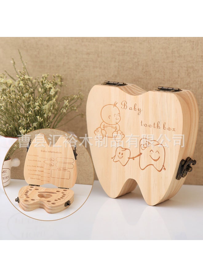 Wooden Milk Teeth Box Gift Box Milk Teeth Box Fetal Hair Umbilical Cord Teeth Collection Box Baby Commemorative Box - Image 2