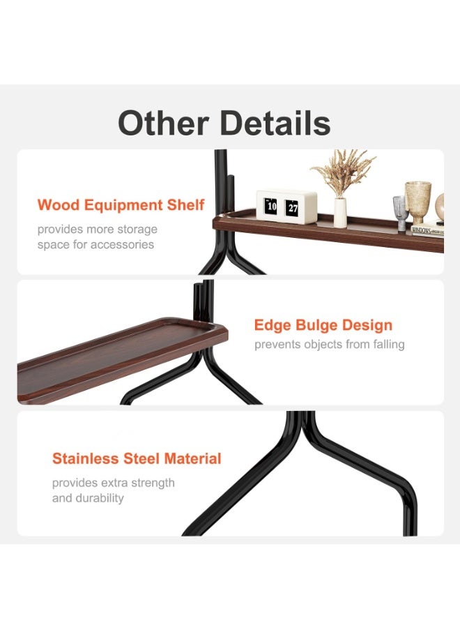 XiuWoo Universal Metal Mobile TV Stand, Wood Moveable TV Cart Easel, Height Adjustable Rolling TV Stand, Portable Floor TV Mounts for 32 to 75in LCD LED OLED 4K Screens with Wheels, Wood Media Storage Rack - Image 3