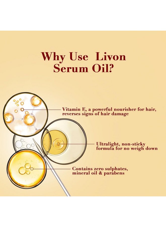 Livon Livon Hair Serum for Men & Women | Frizz free & shinier hair | Sulphate & Paraben free| All Hair Types | Lightweight & Non Greasy | Vitamin E Serum Oil | Enriched with Argan & Almond Oil | 3.3 Fl.oz  - Image 5