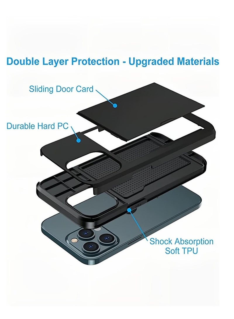 iPhone 14 Pro Max  Gold Wallet Case with Credit Card Holders Slots Dual Layer Shockproof Hard PC Soft TPU Slide Flip Protective Case for iPhone 14 Pro Max 6.7 Inch,iphone 14 Pro Max Cover  - Image 3