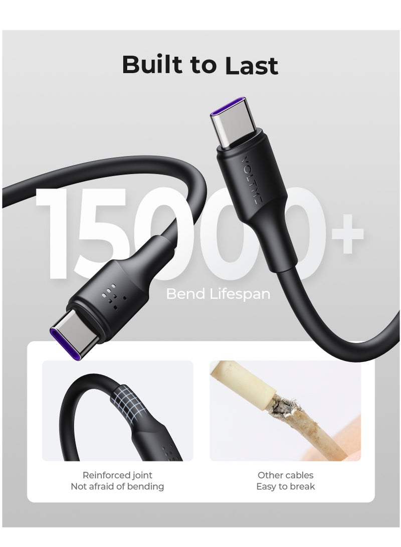 VOLTME 100W Type-C to Type-C Super Fast Charging Cable [2m, 5A PD] - USB-C to USB-C Charger Cord with E-Mark Smart Chip, Power Delivery, High-Speed ​​Data Transfer & Durable Heavy-Duty Design - Tangle-Free, Long Lifespan, Universal Compatibility for iPhone Air, iPhone 17/17 Pro/17 Pro Max/16/15 Series, Samsung Galaxy S25/S24/S23 Ultra, MacBook Pro/Air, iPad Pro/Air, Pixel & Most Android Devices (Black) - Image 4