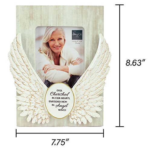 Abbey Press Angel Wings Memorial Photo Frame, Home Decor Gift For Death Of A Loved One, Holds 4-inch By 6-inch Photo, By Abbey & CA Gift,Antique White - Image 4