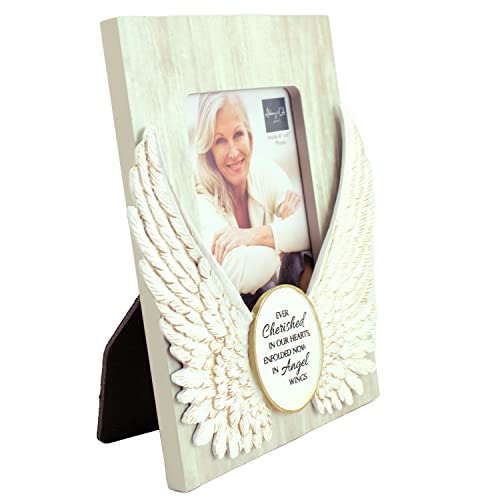 Abbey Press Angel Wings Memorial Photo Frame, Home Decor Gift For Death Of A Loved One, Holds 4-inch By 6-inch Photo, By Abbey & CA Gift,Antique White - Image 2