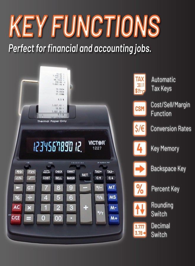 Victor Thermal Printing Calculator with Check & Correct - Fast, Ink-Free Printing, Large Screen, Smudge-Free Results for Office & Accounting - Image 3