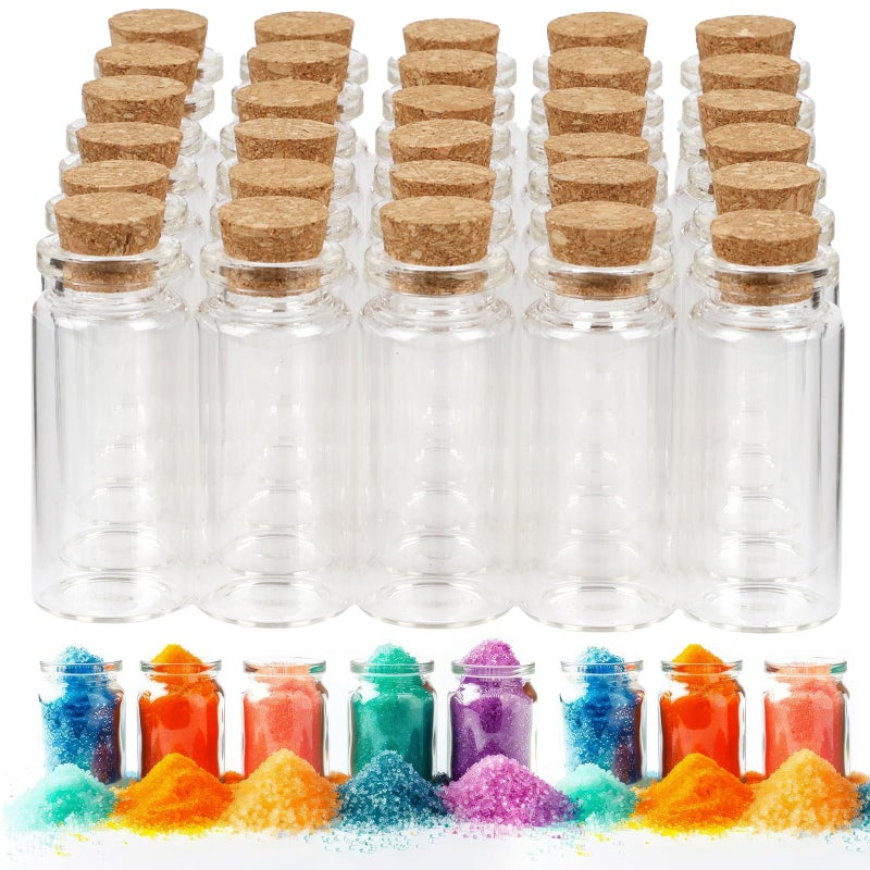 Okxiri 30 PCS Mini Glass Bottles, 10ml Small Glass Bottles, Vials Cork Stoppers, Spell Jars DIY Message Decoration Mini Vials for Party, Art Crafts, DIY Projects, Wedding Favors - Image 1