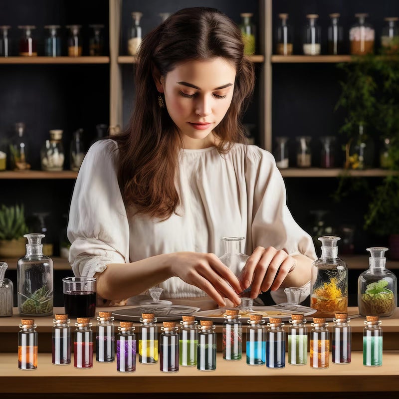 Okxiri 30 PCS Mini Glass Bottles, 10ml Small Glass Bottles, Vials Cork Stoppers, Spell Jars DIY Message Decoration Mini Vials for Party, Art Crafts, DIY Projects, Wedding Favors - Image 5