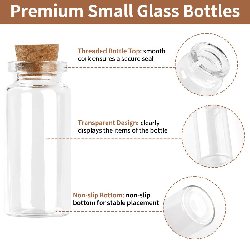 Okxiri 30 PCS Mini Glass Bottles, 10ml Small Glass Bottles, Vials Cork Stoppers, Spell Jars DIY Message Decoration Mini Vials for Party, Art Crafts, DIY Projects, Wedding Favors - Image 3