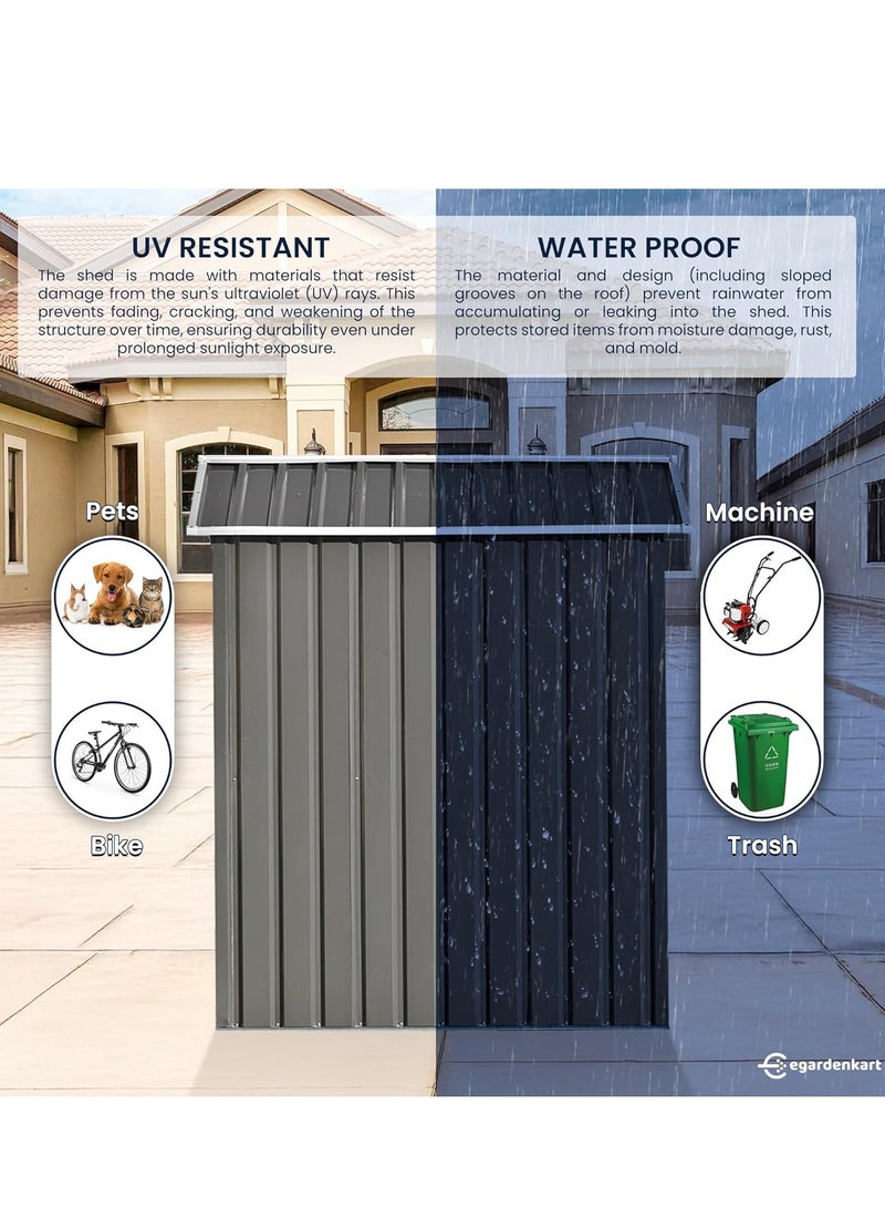 Egardenkart إي غاردن كارت، مخزن خارجي معدني - كبير جداً 8.5x6.8 قدم، رمادي فاتح | مخزن حديقة مع باب مزدوج منزلق | خزانة تخزين خارجية لتخزين الحديقة | تخزين مخزن خارجي (مع التركيب) - Image 5