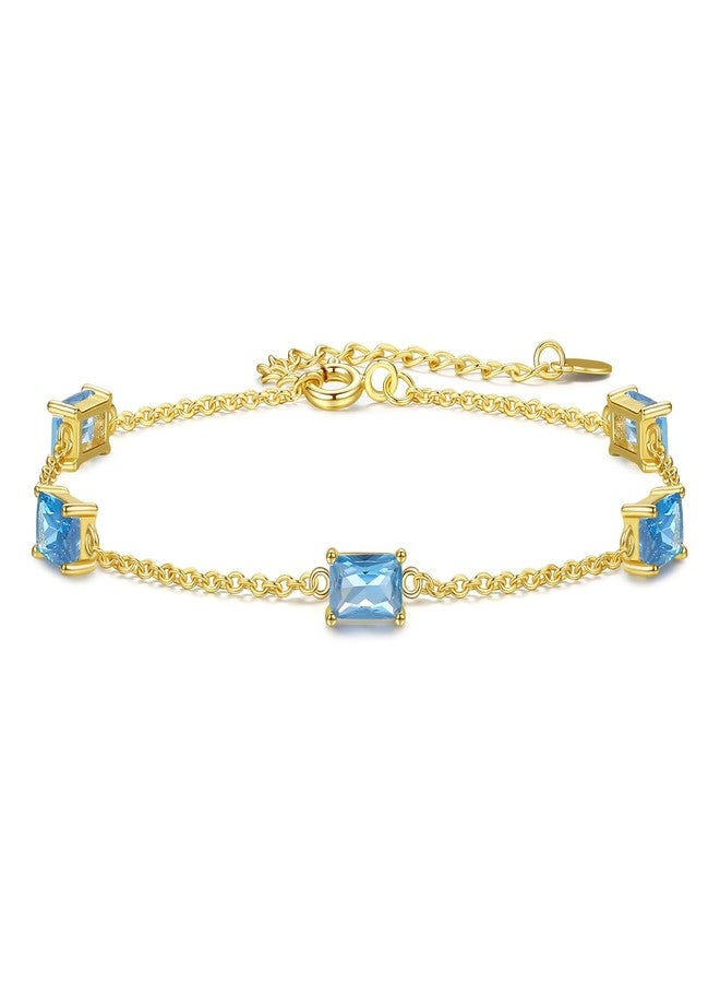 GexTyde Gold Birthstone Bracelets for Women Dainty Simple Women Link Bracelet Fine Jewelry Christmas Mother's Day Birthday Gifts for Women Wife Girlfriend Her - Image 1
