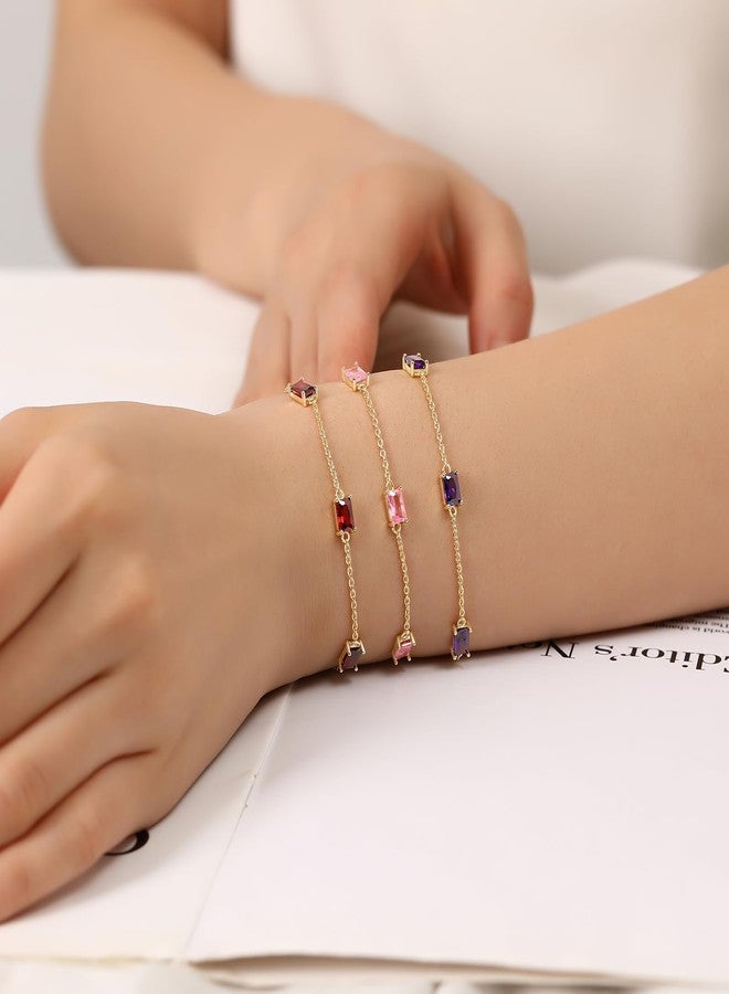 GexTyde Gold Birthstone Bracelets for Women Dainty Simple Women Link Bracelet Fine Jewelry Christmas Mother's Day Birthday Gifts for Women Wife Girlfriend Her - Image 3
