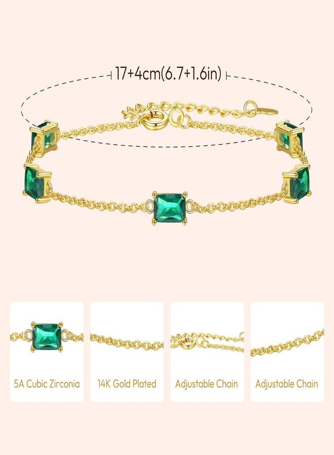 GexTyde Gold Birthstone Bracelets for Women Dainty Simple Women Link Bracelet Fine Jewelry Christmas Mother's Day Birthday Gifts for Women Wife Girlfriend Her - Image 4