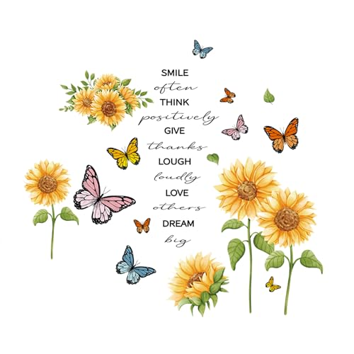 hanlongyu Sunflower Wall Stickers 3D Yellow Flower Wall Decals Easy Peel and Stick Wallpaper DIY Removable Wall Art Mural for Bathroom Bedroom Nursery TV Shower Door Home Decor - Image 1