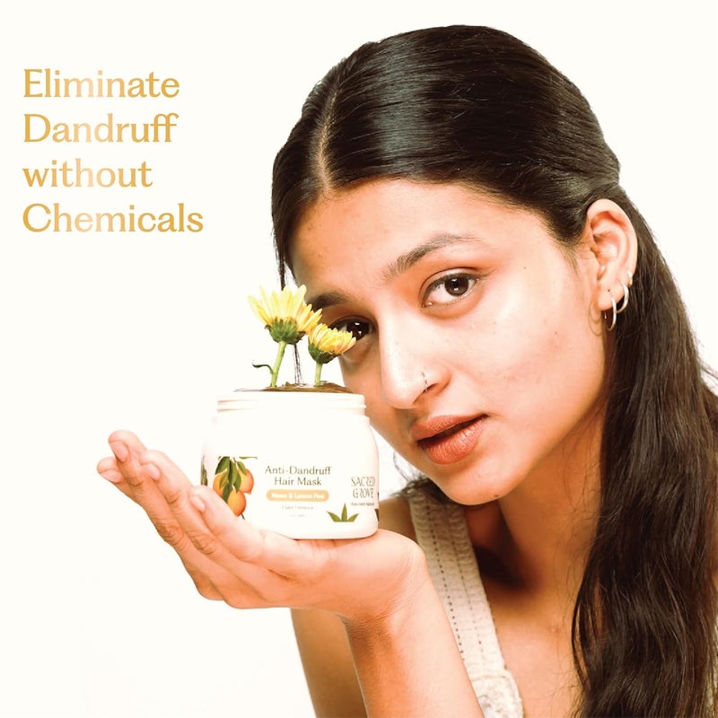 Sacred Grove Anti Dandruff Hair Mask  Fights Dandruff  Flaking  Neem Lemon Peel  Amla  Made with 7 Potent Raw Herbs  Prevents Scalp Itching  Irritation  ChemicalFree ZeroSynthetics Formula  200g - Image 2