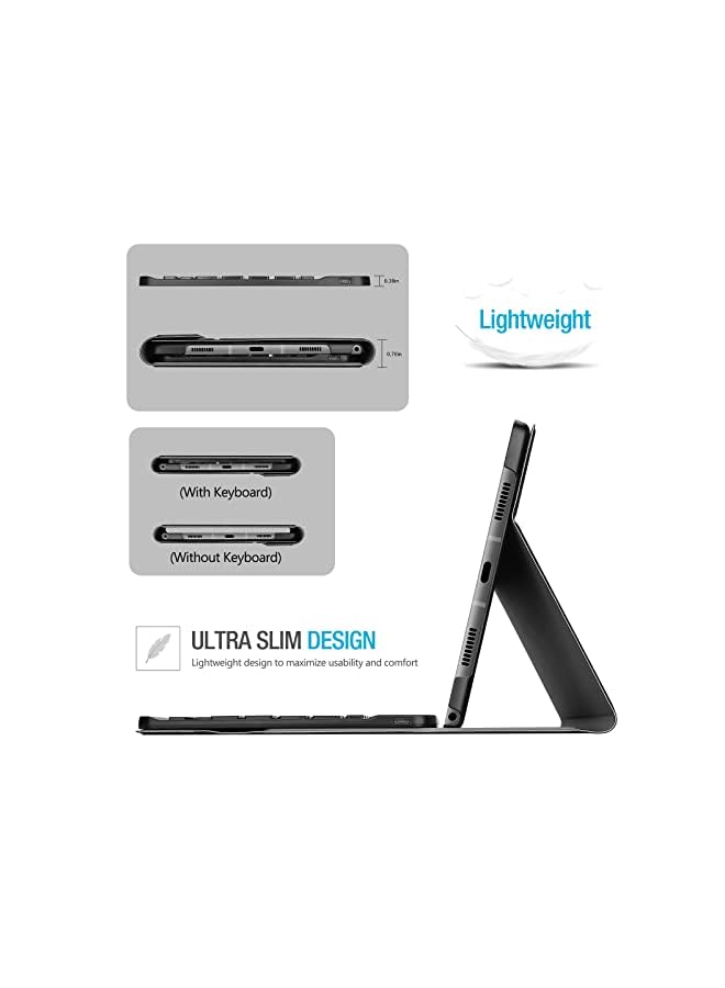 Procases Galaxy Tab A8 10.5 Inch 2022 Keyboard Case, Protective Cover Case With Detachable Wireless Keyboard For Galaxy Tab A8 10.5" X200 X205 X207 2022 –Black - Image 5