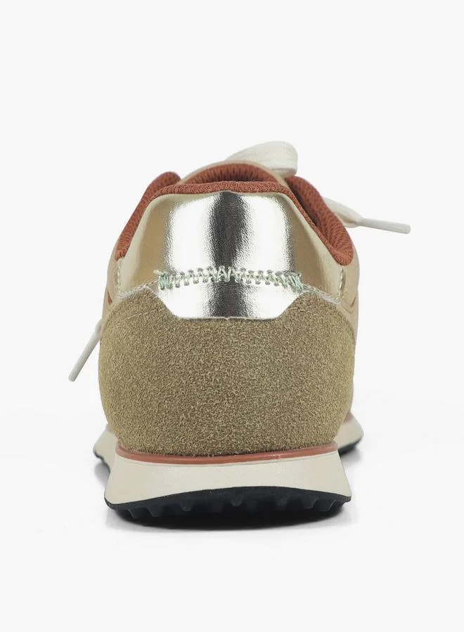 Gap BEIGE Women Run Gold Flat Lace-Up Ankle Sneakers for Women | Best Price UAE