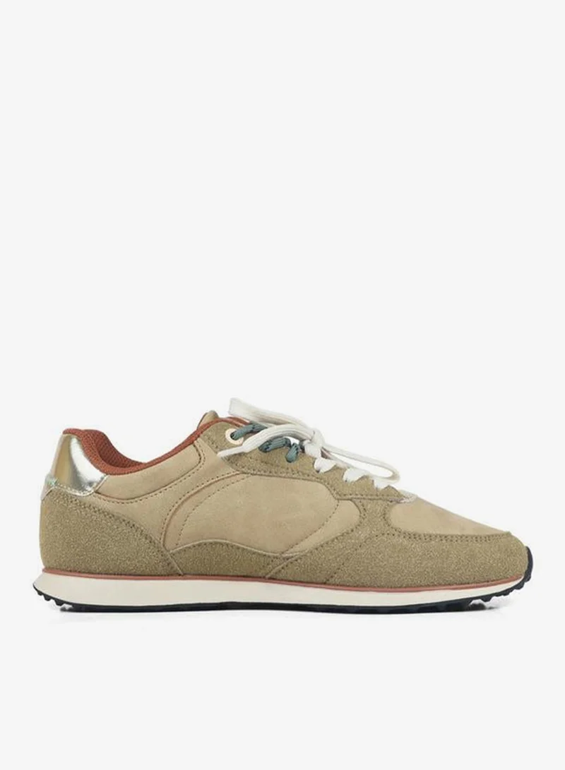 جاب Women Run Gold Flat Lace-Up Ankle Sneakers
