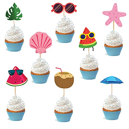 Festiko® Watermelon/Summper/Pool Theme Birthday Party Supplies and Cake/Baking/Cake Topper Decorations Items for Baby Boys/Girls/Kids Supplies-6months/1st/One(Cupcake Toppers)- 16 Pcs - Image 1