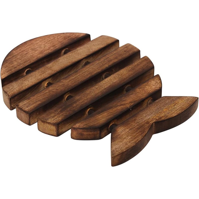GURU JEE Handmade Wooden Trivet Fish Shape for Hot Dishes Pot Pan Tea Pot Holders - Image 1
