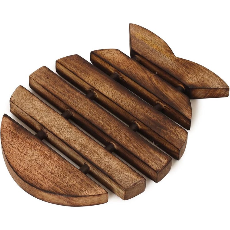 GURU JEE Handmade Wooden Trivet Fish Shape for Hot Dishes Pot Pan Tea Pot Holders - Image 4