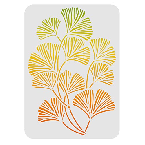 FINGERINSPIRE Ginkgo Leaf Stencils 117x83 inch Plastic Gingko Leaves Drawing Painting Stencils for Wall Floor Wood Tile - Image 1