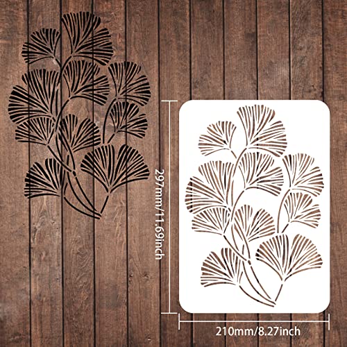 FINGERINSPIRE Ginkgo Leaf Stencils 117x83 inch Plastic Gingko Leaves Drawing Painting Stencils for Wall Floor Wood Tile - Image 3