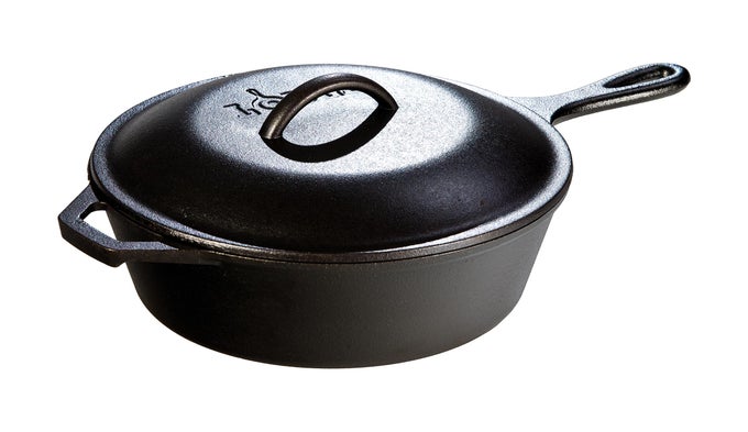 3 QUART PRESEASONED CAST IRON DEEP SKILLET WITH LID