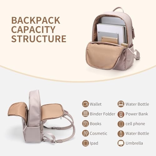 GOLF SUPAGS Womens Laptop Backpack with Separate Laptop Compartment Water Resistant Computer Backpacks Fits 15.6 Inch Notebook Travel Work College Bags (15.6-Inch, Pink) - Image 2