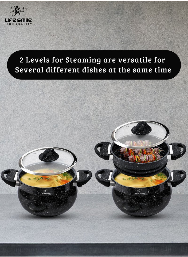 26cm (10 Litre) Multipurpose Stock Pot and Steamer Pot Set - Induction Couscoussier with PFOA-free Aluminum Non Stick 2-tier Cooking Pot with Lid for Soups,Seafood,Vegetables,Stews,Rice and Pasta - pzsku/ZBB443DE5D70A67AB4202Z/45/_/1677408949/cef431e2-f4a4-411a-9932-4ceff3604fd5