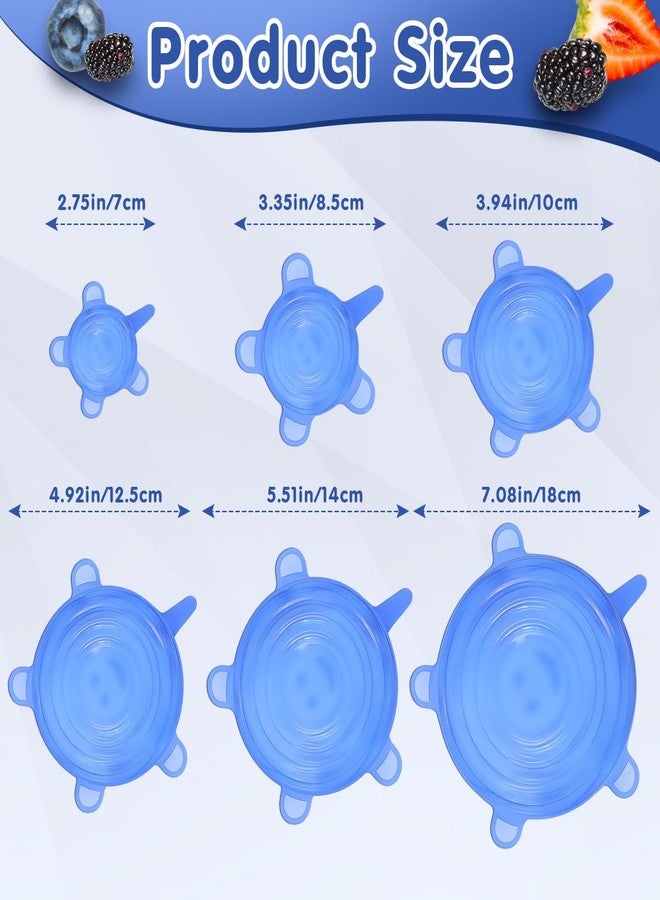 Taefuwr 12PCS Different Specifications Silicone Lids, Silicone Stretch Lids, Silicone Lids for Food Storage, Reusable Bowl Covers, Suitable for Bowls, POTS, Cups, Plates, Fruits, Vegetables(White + Blue) - Image 2