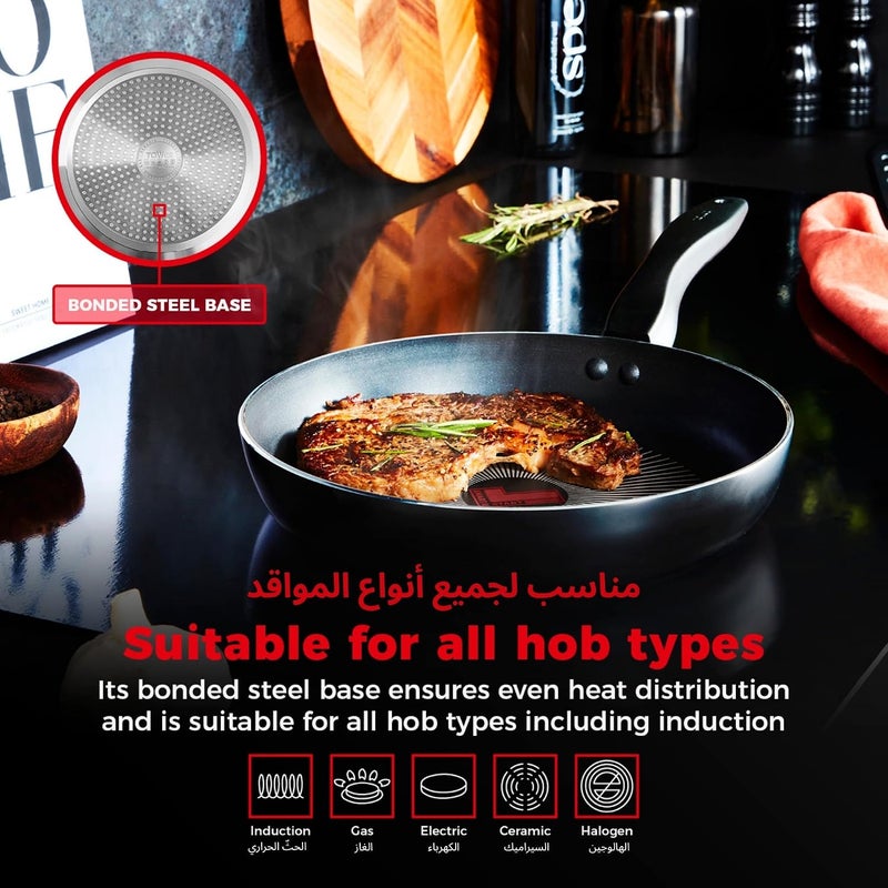 Tower SmartStart Gourmet 30cm Aluminium Frying Pan |Aeroglide PFOA Free Non-Stick Skillet | Built-In Temperature Indicator | Induction & All Hob Compatible Fry Pan | Oven & Dishwasher Safe | Black - Image 5