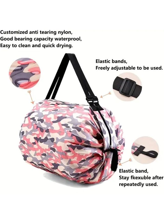 Navy Blue Water Resistant Collapsible Food Storage Pouch Spacious Sturdy Portable Foldable Shopping Sack Reusable With Zipper Large Single Use Shopping Bag - Image 3