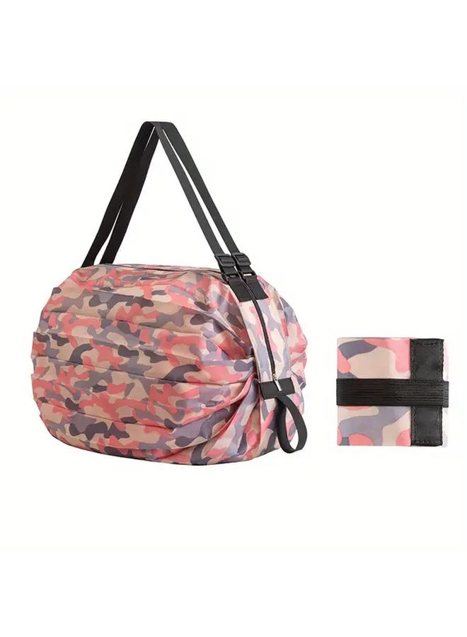 Navy Blue Water Resistant Collapsible Food Storage Pouch Spacious Sturdy Portable Foldable Shopping Sack Reusable With Zipper Large Single Use Shopping Bag - Image 1