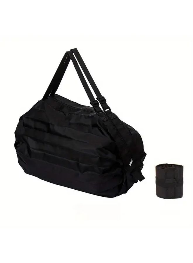 Navy Blue Water Resistant Collapsible Food Storage Pouch Spacious Sturdy Portable Foldable Shopping Sack Reusable With Zipper Large Single Use Shopping Bag - Image 5