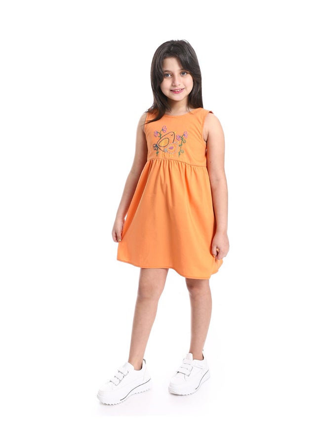 Andora Girls Sleeveless Dress With Bow Back _ Orange - Image 1