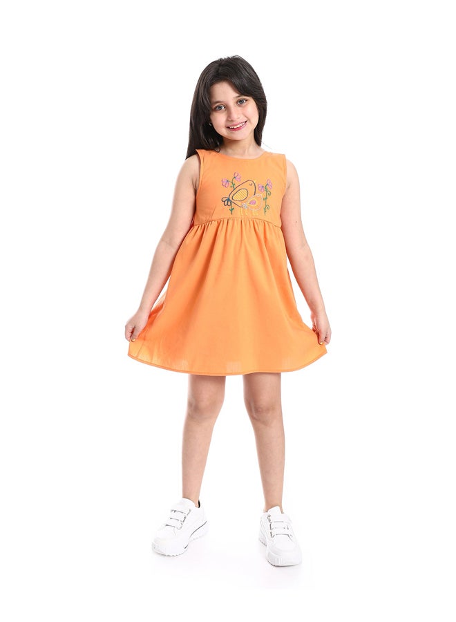 Andora Girls Sleeveless Dress With Bow Back _ Orange - Image 2